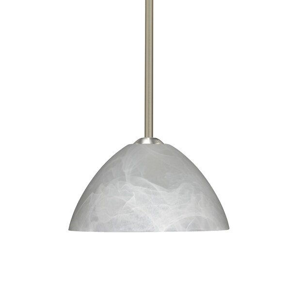 Besa Lighting Tessa Stem Pendant, Marble, Satin Nickel Finish, 1x75W Incandescent 1TT-420152-SN - main